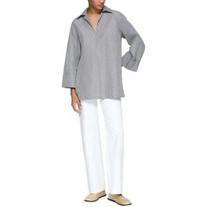 Lafayette 148 New York Cuffed Sleeve Popover Shirt— Womens Medium